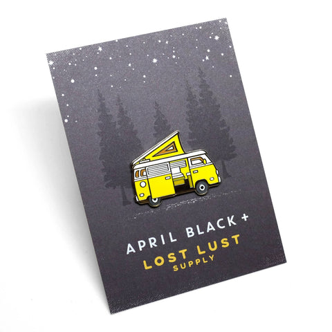 Lost Lust Supply April Black's Camper Van Pin Yellow New