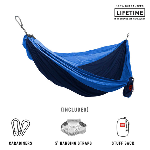 Grand Trunk Double Deluxe Hammock with Straps Combo Navy/Light Blue New