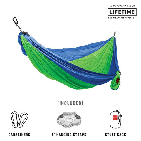 Grand Trunk Double Deluxe Hammock with Straps Combo Blue/Green New