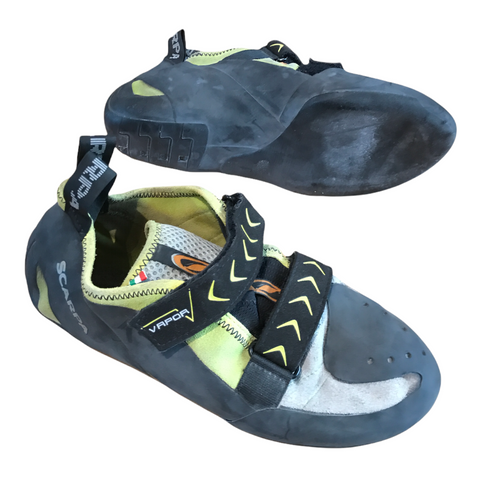 Scarpa Mens Vapor V Climbing Shoe Green, Gray, Black 11
