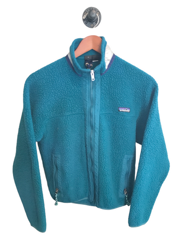 Patagonia Vintage USA Made Youth Fleece Jacket Turquoise Kids 14
