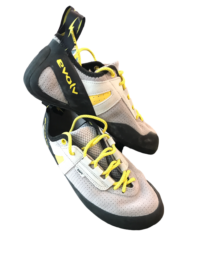 Evolv Defy Lace Climbing Shoe Fog Grey/Banana – Trail Hut
