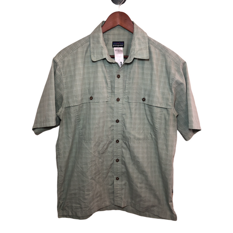 Patagonia Mens Short Sleeve Button Down Shirt Green Medium