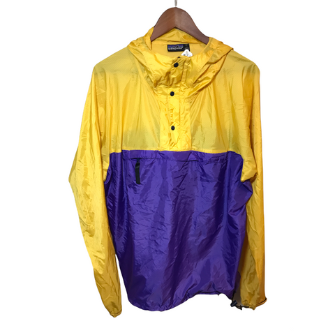 Patagonia Mens Windbreaker Pullover Yellow, Purple Large