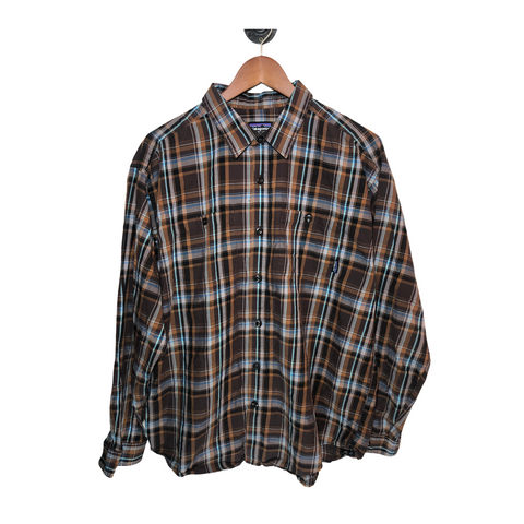 Patagonia Mens Long-Sleeved Flannel Shirt Brown Plaid Large