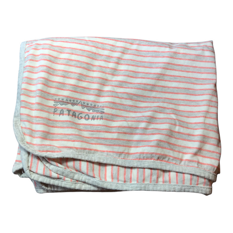 Patagonia Organic Cotton Baby Blanket Red and Gray Stripe One-Size