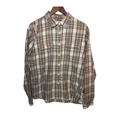Patagonia Mens Long-Sleeved Flannel Shirt Tan Plaid Medium