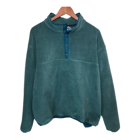 L.L. Bean Mens Snap Fleece Pullover Green-Blue X-Large
