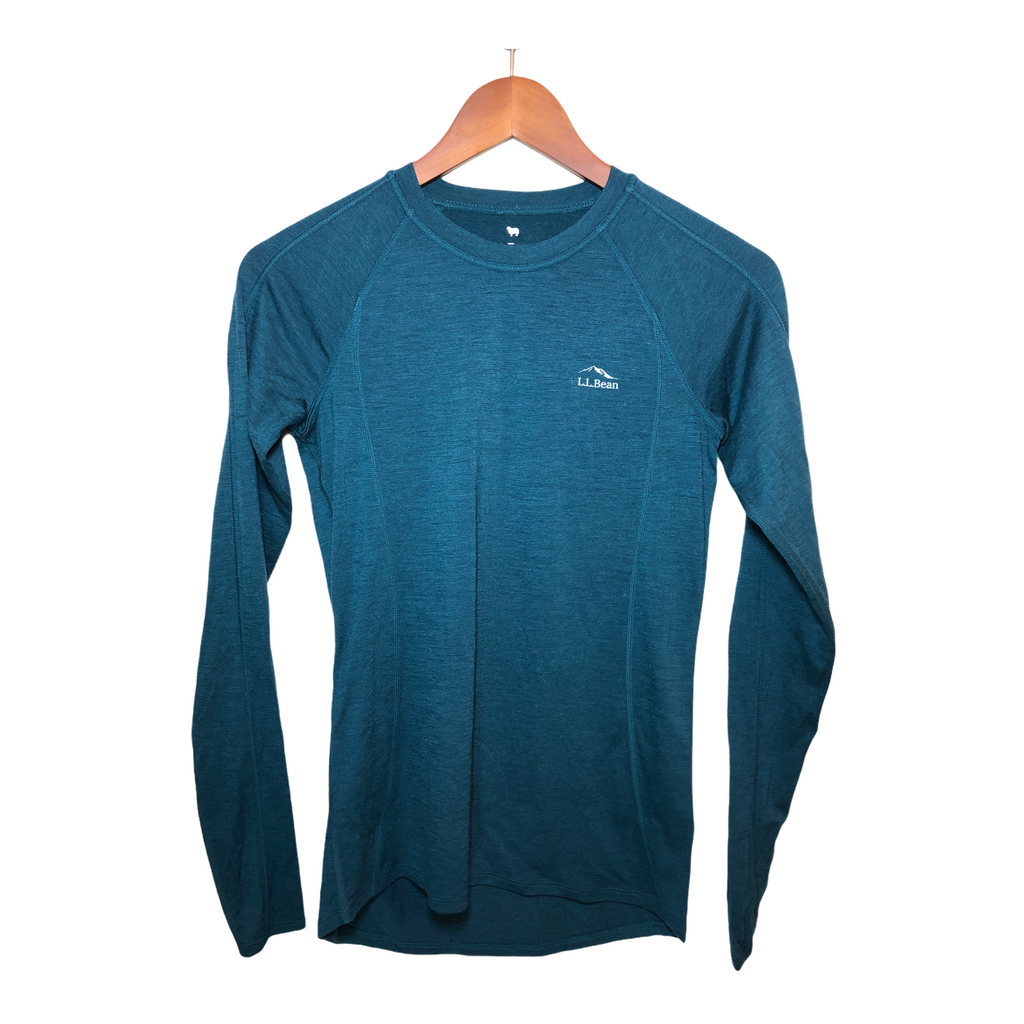 L.L. Bean Womens Cresta Wool Long Sleeve Base Layer Blue XS