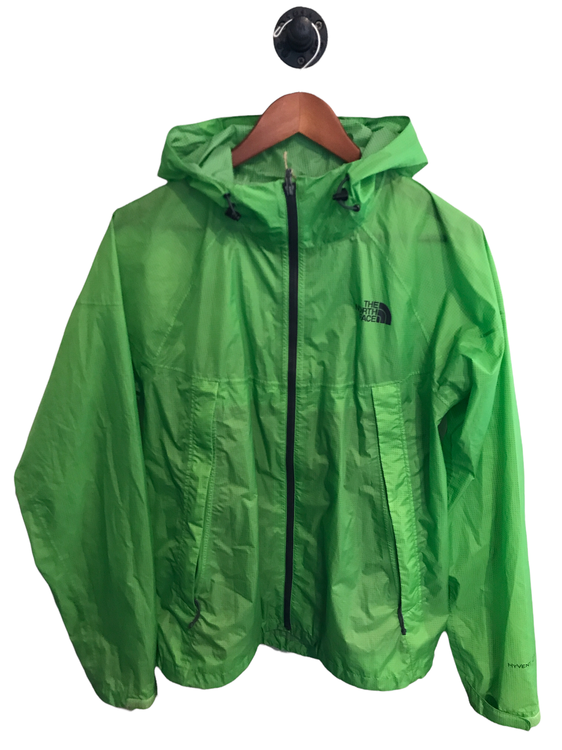 The North Face Mens HyVent 2.5L Rain Jacket Green Medium Trail Hut