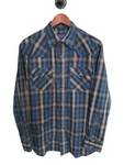 Pendleton Western Snap Button Shirt Blue Plaid Medium