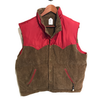 Eddie Bauer Down Filled Reversible Corduroy Vest Brown, Red Large