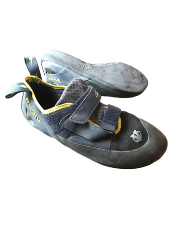 Evolv Mens Defy Climbing Shoes Grey, Blue, Yellow 12.5