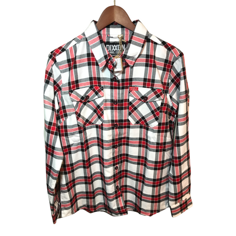 Dixxon Flannel Company Womens Bell Flannel Shirt Red, Black, White Large