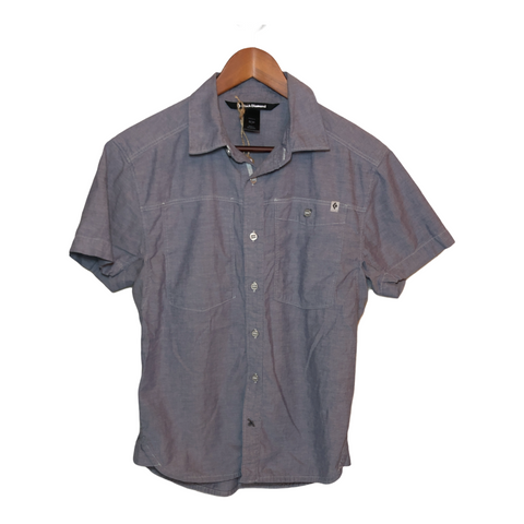 Black Diamond Mens Casual Collared Short Sleeve Button Up Blue Small