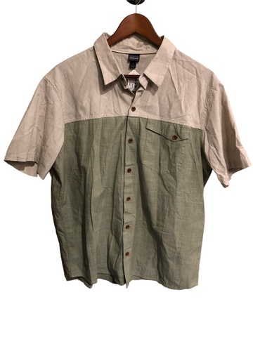 Patagonia Mens Short Sleeve Cotton Shirt Green, natural Large